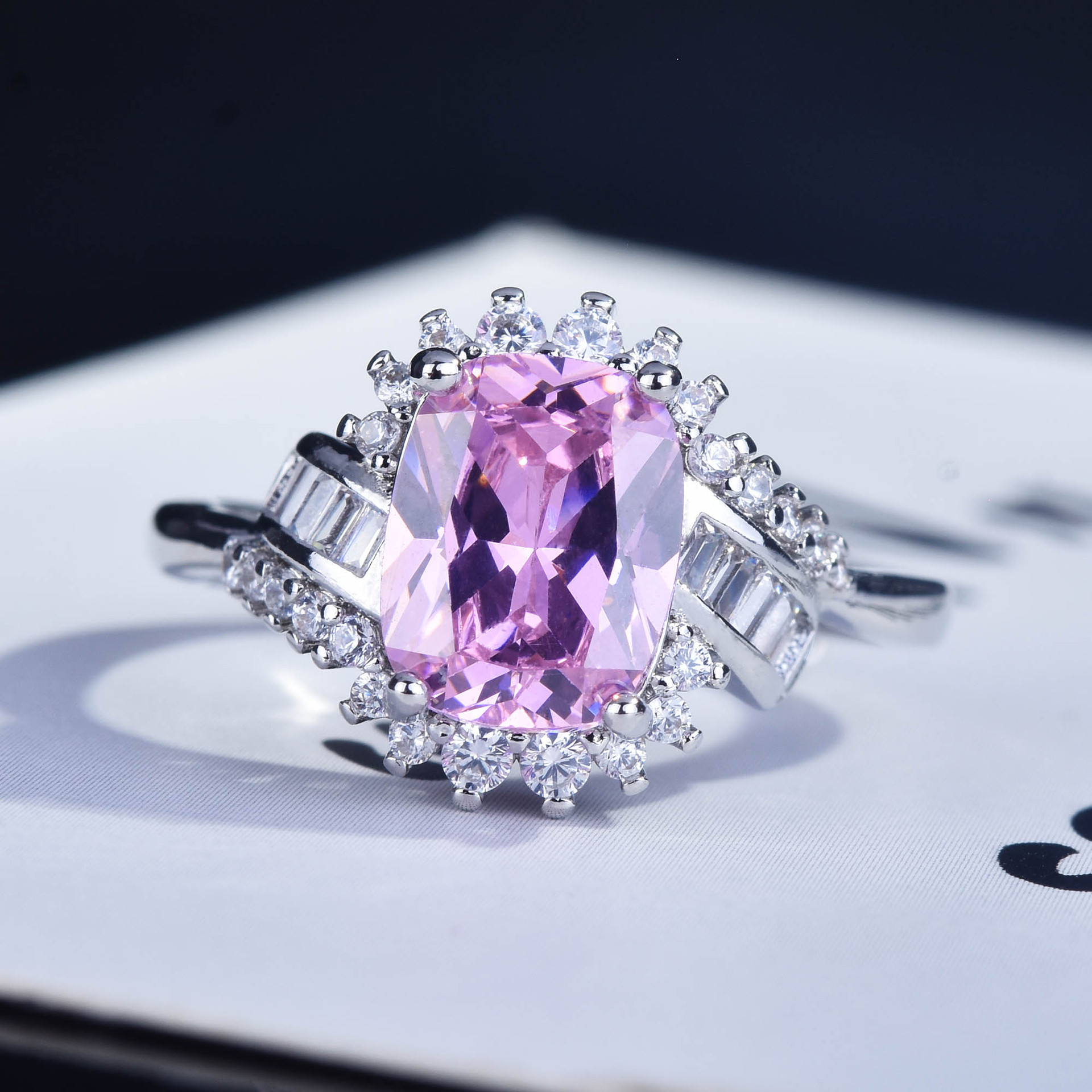 European And American Light Luxury Pink Diamond Yellow Diamond Sapphire Open Ring display picture 9