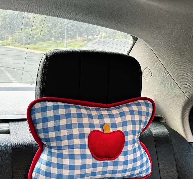 Cute car seat headrest car neck pillow comfortable blue apple series car pillow car pillow a pair of pillows