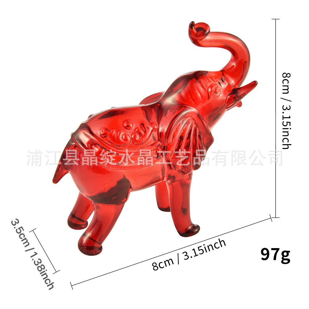 Fabricante fuente de arte de regalo de oficina decoración de escritorio Feng Shui cuatro colores opcionales para atraer la fortuna elefante adornos de cristal