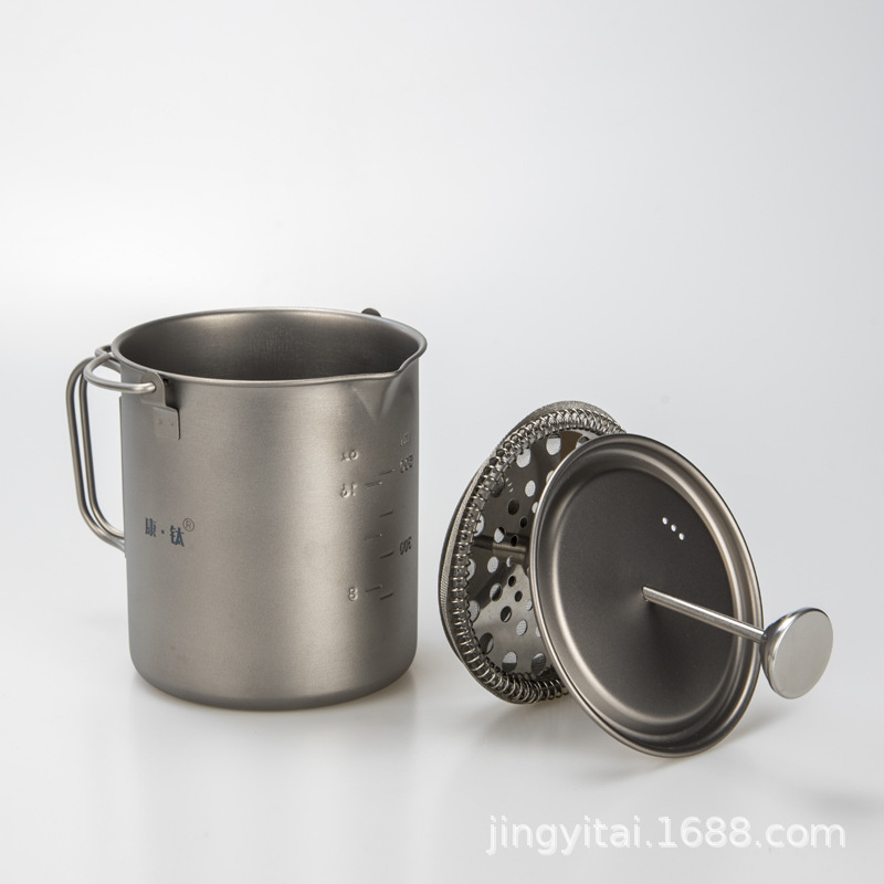 Cafetera francesa Kangtai de titanio puro, cafetera de estilo francés para preparar café a mano, utensilios para café, cafetera con filtro, cafetera Moka, versión mejorada de titanio puro.