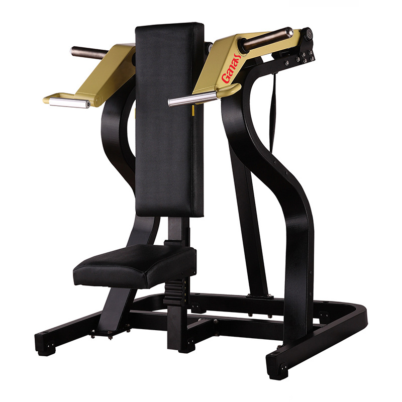 Equipo de gimnasio Bumblebee: máquina de press de pecho, polea de hombro, levantamiento de hombros en posición alta y baja, equipo de fuerza comercial completo.