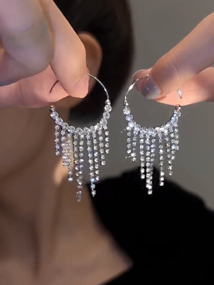 F7286 클로 지르코늄 태슬 이어훅