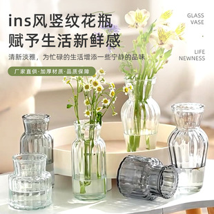 Ins Style Mini Glass Vase Hydroponic Green Plant Decoration Desktop Transparent Flower Arrangement Ornaments Flowers