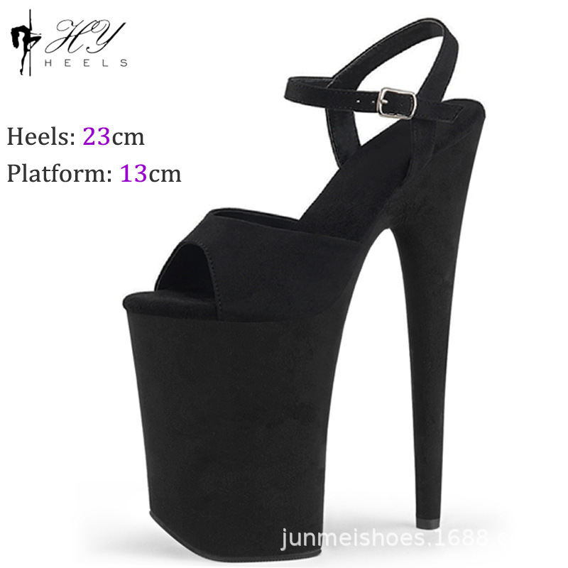 Giày cao gót biểu diễn gợi cảm gót cao 23 cm tập múa cột chuyên nghiệp — Đỏ đen, Đen Đỏ, Đỏ rượu, Màu đen