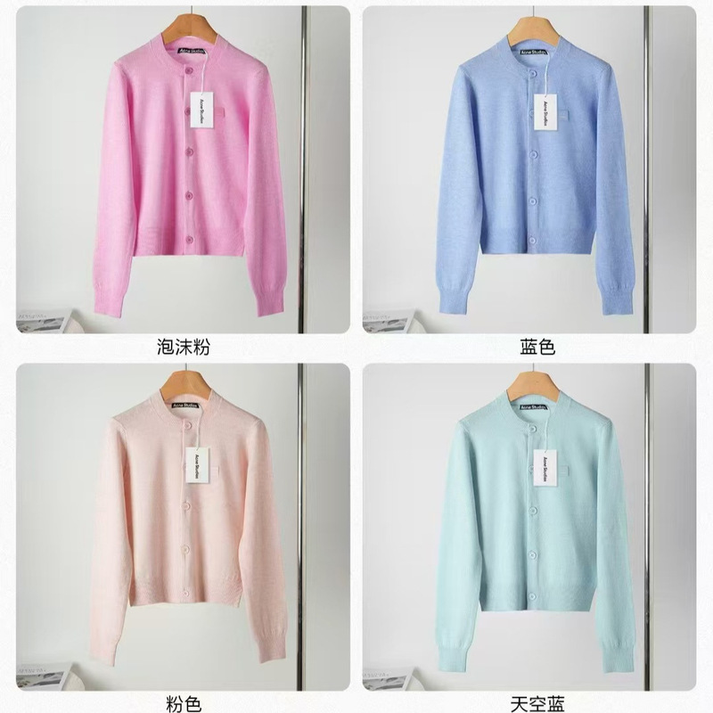 Swedish Trendy Brand Liu Yifei's Same Style Macaron Wool Knitted Cardigan for Women in Early Autum Thin Smiley Face Sweater Jacket