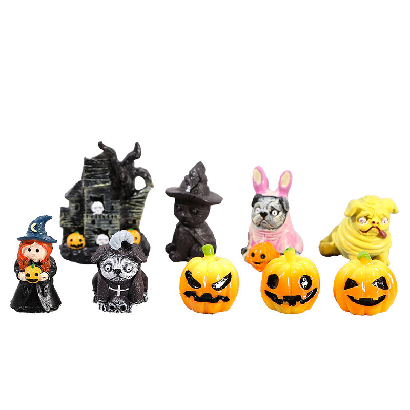 微景観多肉小置物新作魔法猫可愛いかぼちゃかぼちゃキーホルダーハロウィン置物|undefined