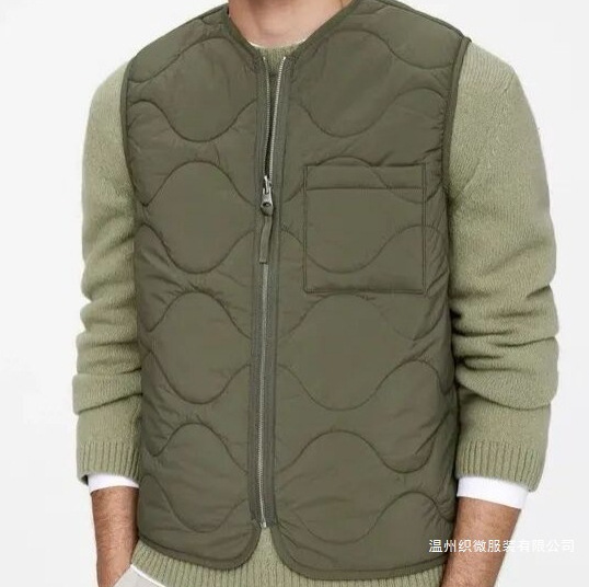 Japanese-Style Retro Workwear Quilted Collarless Cotton Vest Warm Layered Vest Jacket for Men
