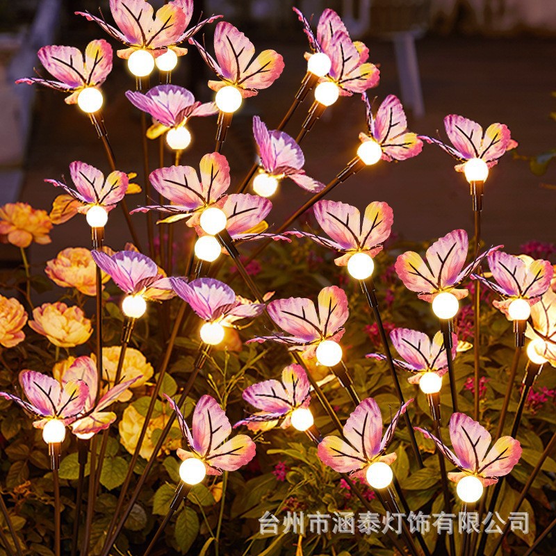 LED太阳能地插莹火虫蘑菇蝴蝶户外防水花园庭院阳台装饰氛围彩灯