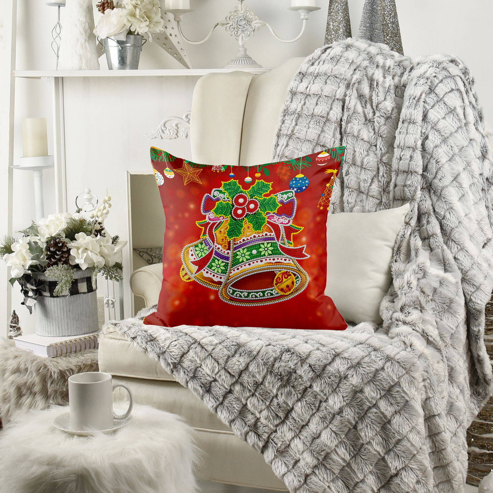 Diamante pintura perimetral DIY almohada Navidad decoración pintura de diamante mini almohada punto taladro funda de almohada