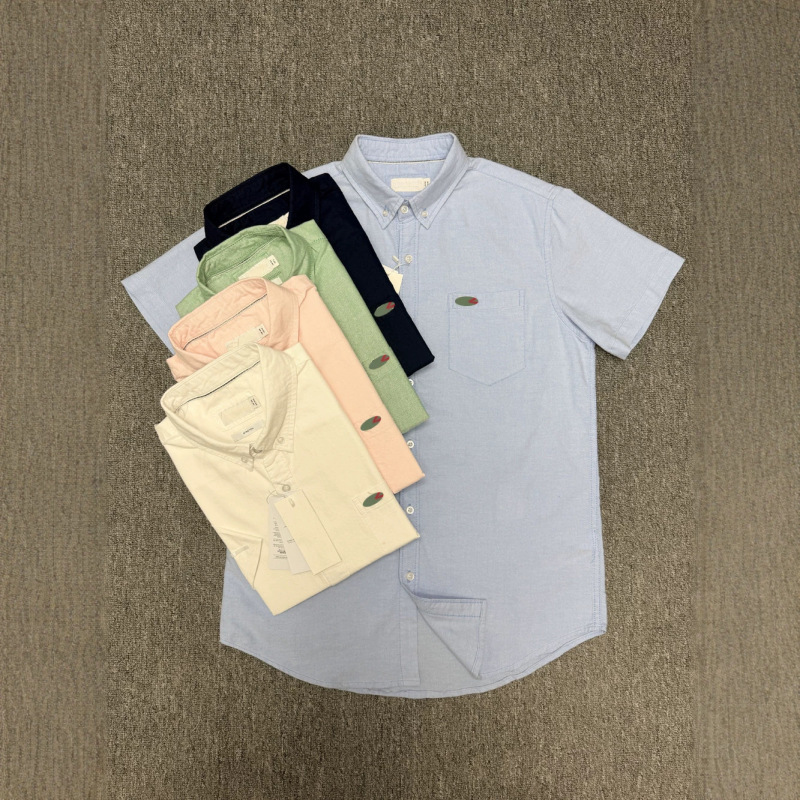 Fish shirt men's short-sleeved summer men's shirt white loose plus size casual non-ironing cotton oxford cloth EY label