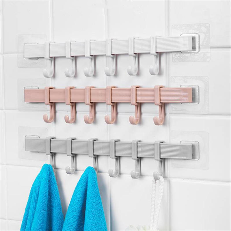 Clothes Hanger Clothes Hook 6 Hooks Home Wall Corner Bathroom Kitchen Traceless Six-Link Towel Hook Strong Adhesive Clothes Hanger Clothes Hook 6 Hooks Home Wall Corner Bathroom Kitchen Traceless Six-Link Towel Hook Strong Adhesive