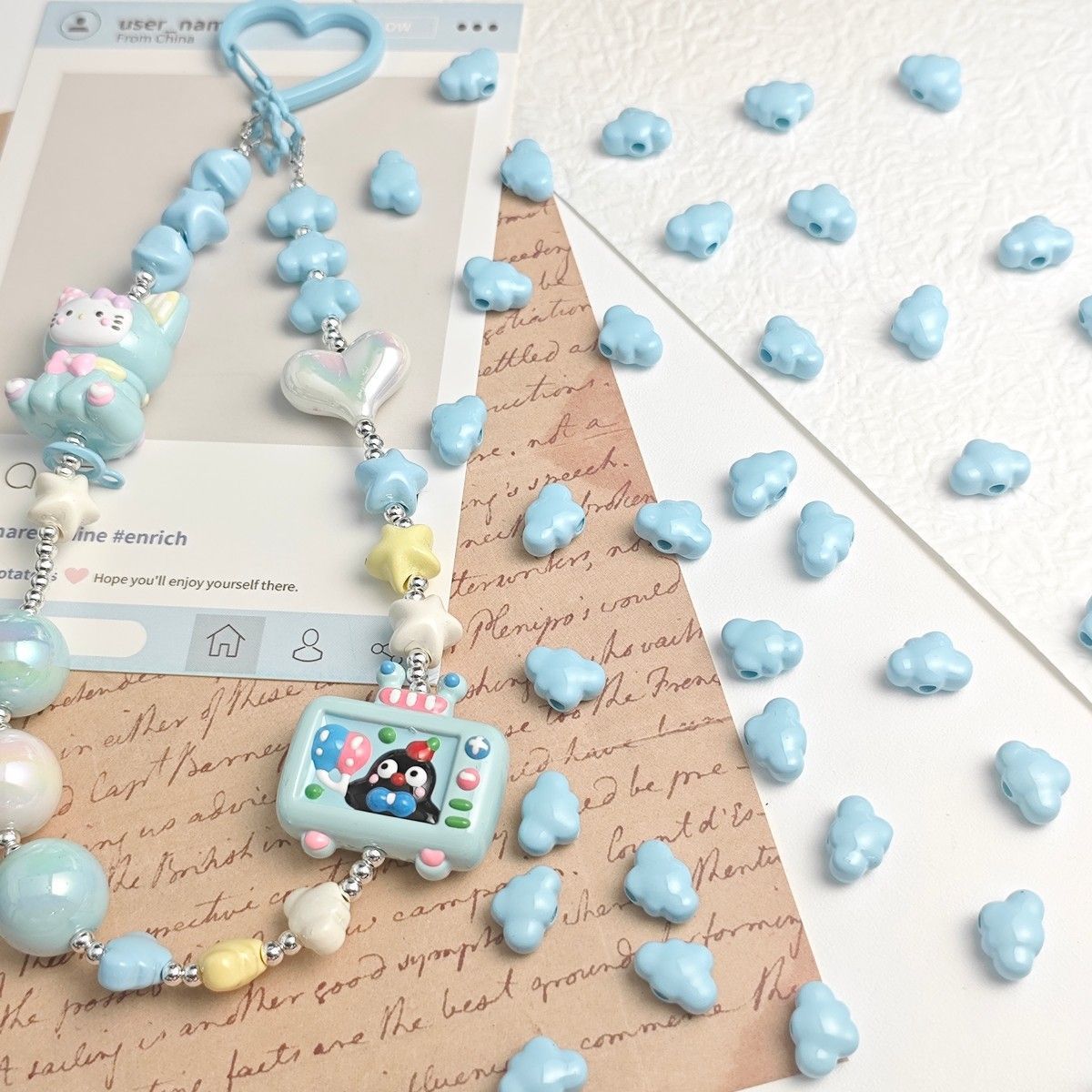 亚克力小隔珠云朵爱心散珠串珠diy手工手链项链手机链包挂小配件