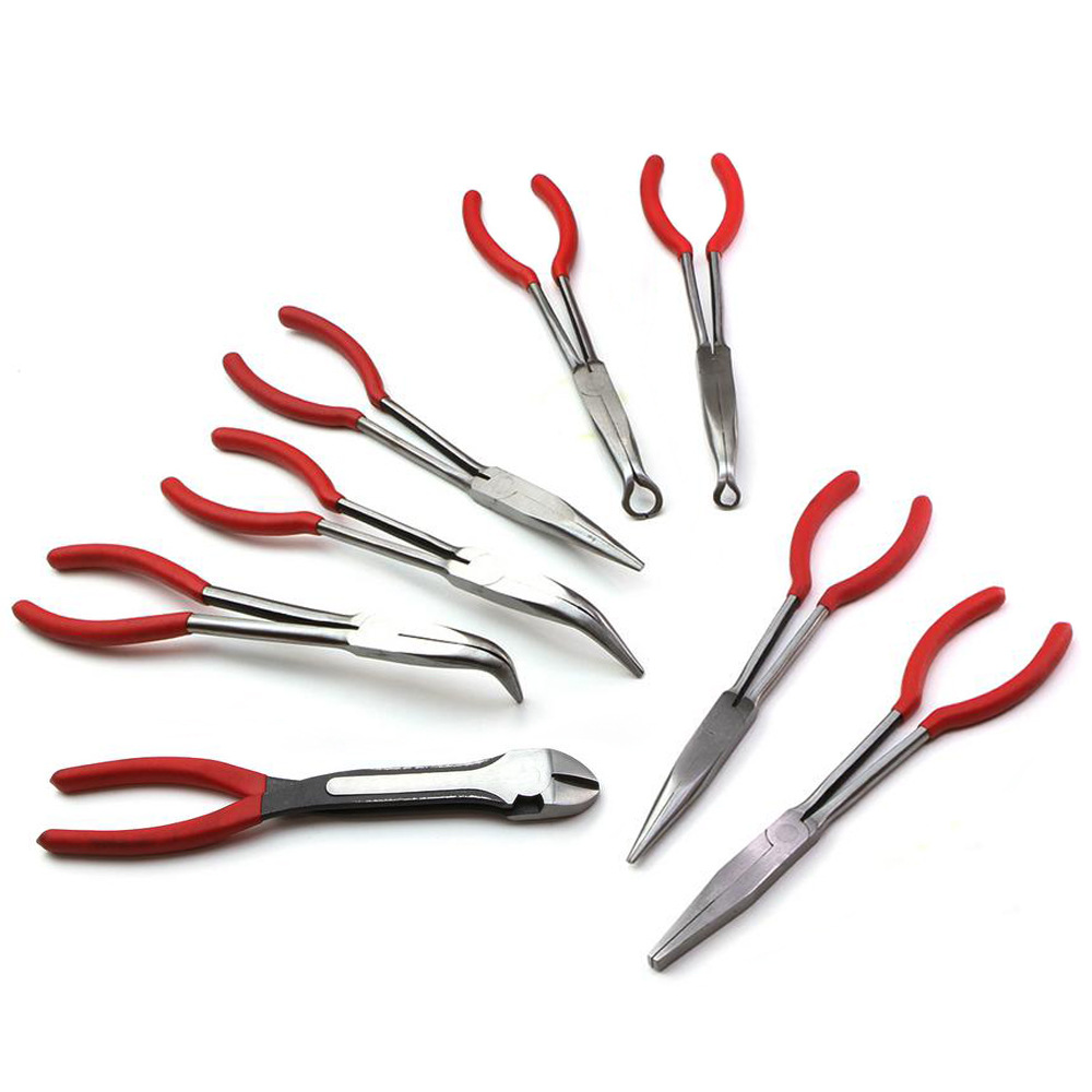Alicates de alargamiento Alicates de nariz afilada Traje de 11 pulgadas Mango de alargamiento de 16 pulgadas Cabeza de 45 ° Cabeza de 90 ° Alicates de nariz curvada Cabeza de sujeción de abrazadera en O