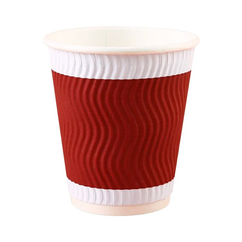Tazas de papel corrugado personalizadas logotipo de tazas de papel desechables de doble capa anti-caloramiento café comercial bebida caliente taza de desayuno de leche de soja