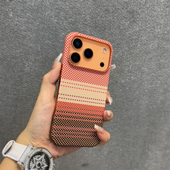 适用iPhone17promax磁吸手机壳碳纤维凯夫拉纹苹果17半包保护套16