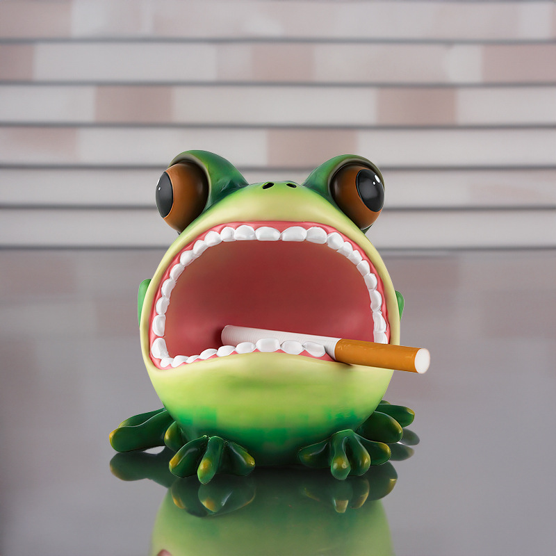  New Creative Cute Cartoon Frog Resin Ashtray Ornaments Home Living Room Office Desktop Decorations