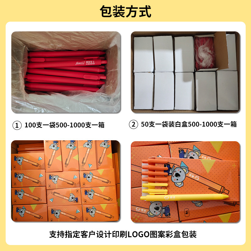 Macaron gel pluma bolígrafo imprimible logotipo agua pluma impresión 100 piezas multi-color opcional entrega rápida