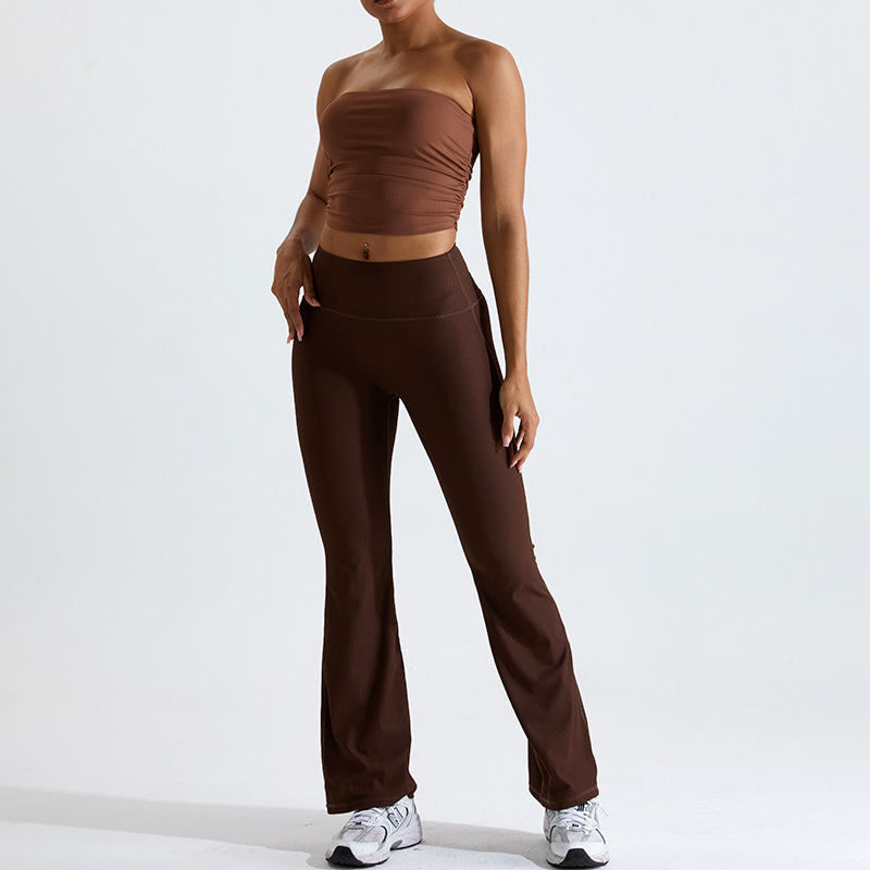 Moda europea y americana nueva ropa de yoga traje de las mujeres yoga envuelto pecho deportes ropa interior tubo superior micro tirar yoga pantalones fitness ropa