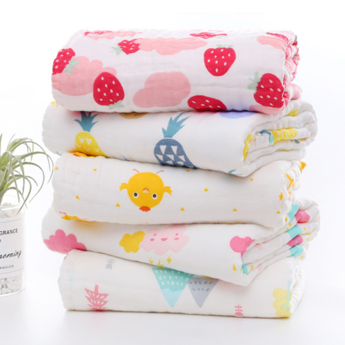 Wide-brimmed newborn bath towel six-layer cotton gauze newborn baby blanket soft absorbent children's towel quilt