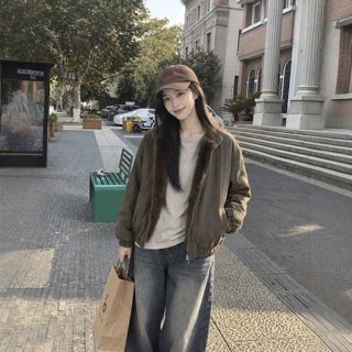 ADAM BO美式复古立领毛领羽绒服女冬季新款宽松做旧工装休闲外套