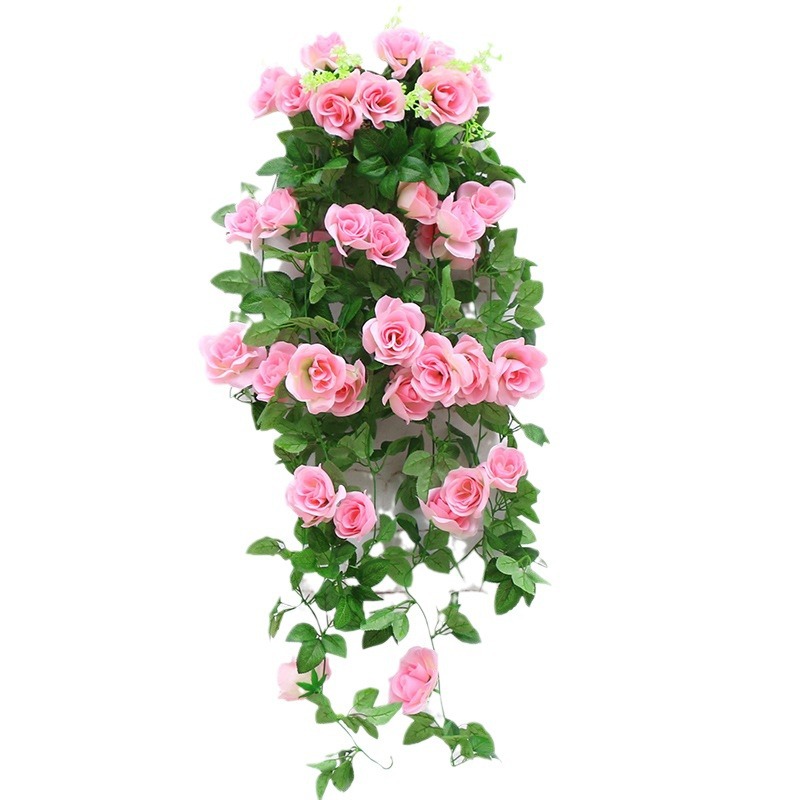 Simulación de rosa de pared colgante de flores falsas sala de estar interior techo de planta de pared de hierro forjado decoración de tubería de flores falsas rosa de pared