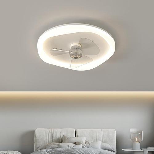 French Cream Trendy Drum Chandelier for Living Room, Modern Smart Bedroom Ceiling Lamp with Creative Fan Lamp for Restaurant