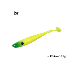 Cross-border special-shaped eye T-tail soft bait 12.5cm/10g grooved rainbow fish PVC Lua soft bait on the back