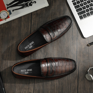 (Shipping Within 48 Hours) Summer 2025 New Men's Casual Leather Shoes Cowhide Business Genuine Leather Beanie Loafers