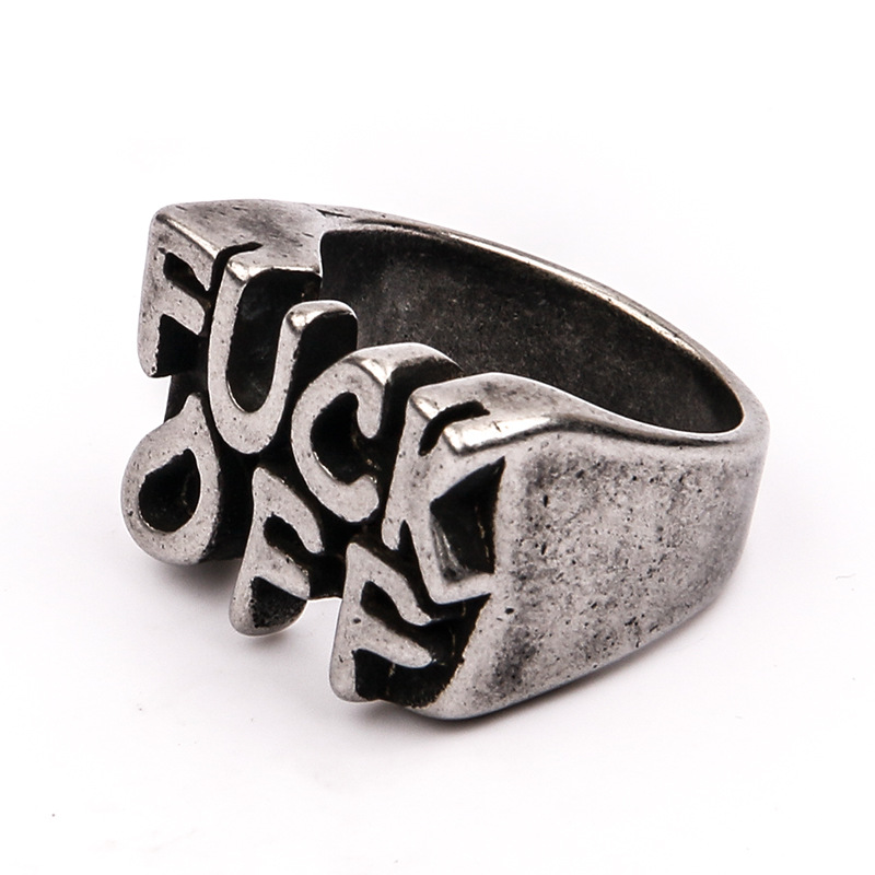 19g Weight Rings Classification 1 Piece Quantity Street Occasion Titanium Steel Material Letter Pattern Men's Gender Polishing Design Hip-Hop Style Hip-Hop Letter Titanium Steel Polishing Men's Rings 9