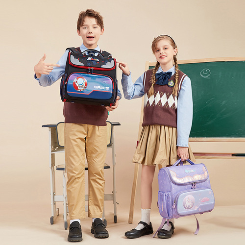 New horizontal version schoolbag girls lightweight spine protection cartoon large capacity waterproof and wear-resistant children's backpack for grades 1-3