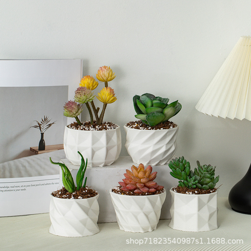 3D Printing Ceramic Flower Pot Creative Simple Fleshy Special Thumb Pot Large Diameter Breathable Small Flower Vat Desktop Ornaments