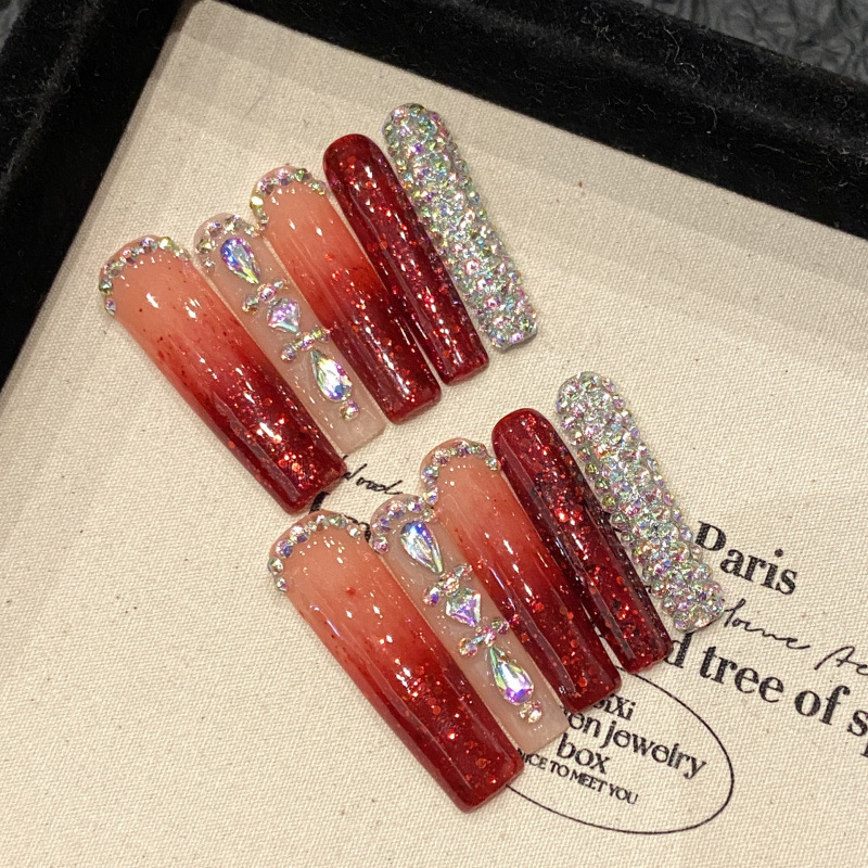 Zancui [Red Sea Diamond] High-quality Handmade Cross-border Heavy Industry Full Diamond Flash Factory Wholesale Manicure Pieces