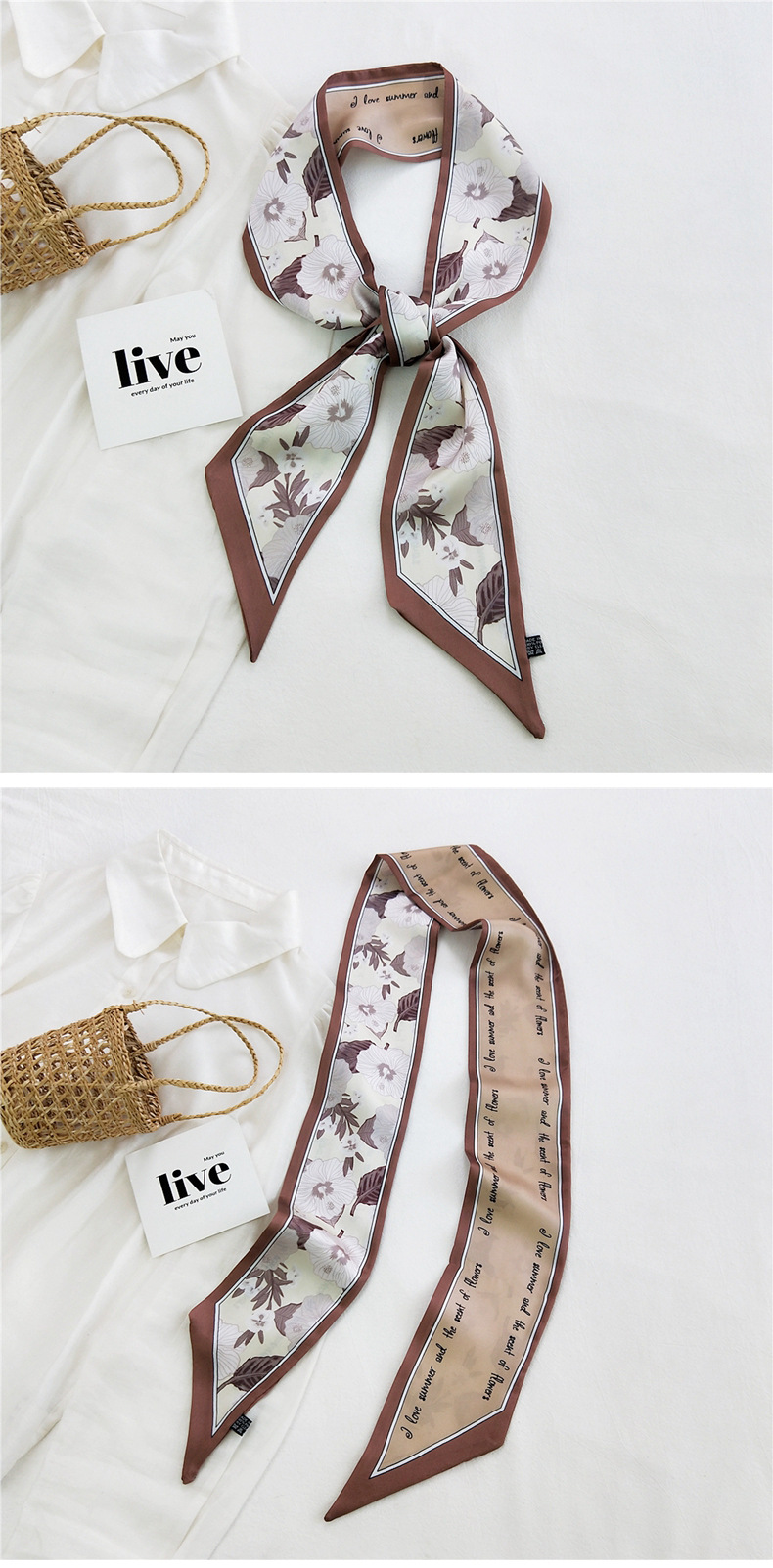 Fashion Printing Ribbon Silk Scarf Wholesale display picture 29