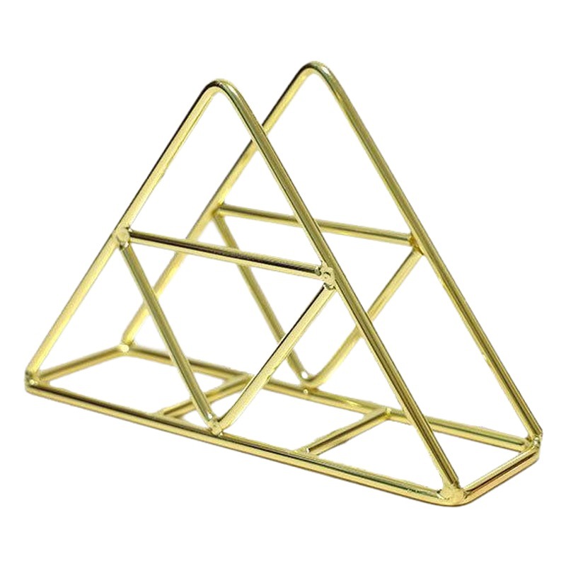 Soporte de tejido de hierro creativo triángulo vertical servilleta clip cafetería Hotel cartón clip mesa de comedor rack de almacenamiento