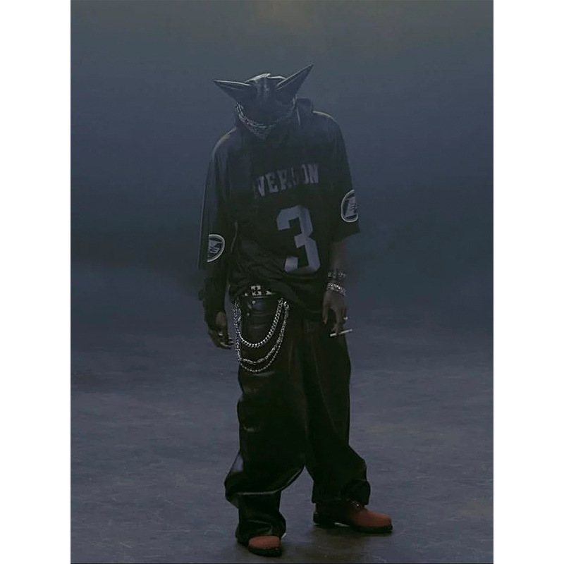 Vintage Retro Hollow-Out Mesh Football Jersey Short-Sleeve T-Shirt Trendy Printed Tee Playboicarti Same Style Vintage Retro Hollow-Out Mesh Football Jersey Short-Sleeve T-Shirt Trendy Printed Tee Playboicarti Same Style