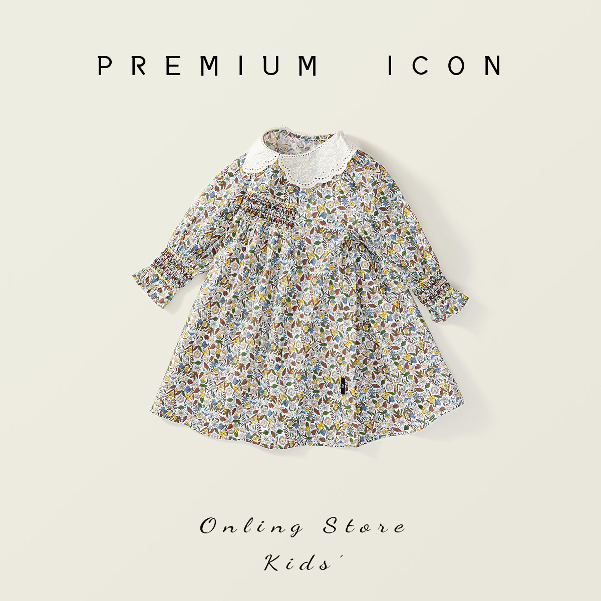 Jella-ropa infantil para niñas, vestido Floral, otoño 2025, nuevo vestido Retro de estilo coreano con mangas largas fruncidas para niños.