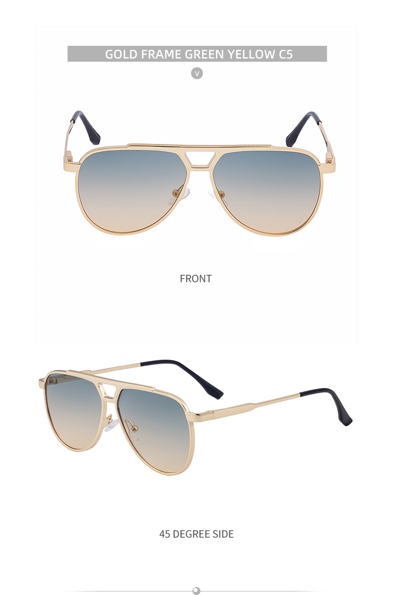 Steampunk Piloten-Sonnenbrille Oval für Herren 2026 Luxusmarke Vintage Punk Metall Outdoor Sonnenbrille für Männer Trendige Doppelbalken-Brille – Detail 19