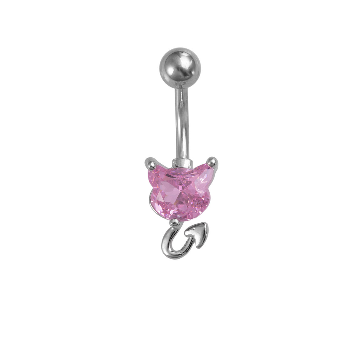 Navel Rings Belly Button Ring Stainless Steel Zircon Cat Devil_voghion.com
