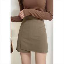 毛呢不规则短裙女士2025秋冬新款开叉高腰包臀裙小个子显瘦半身裙