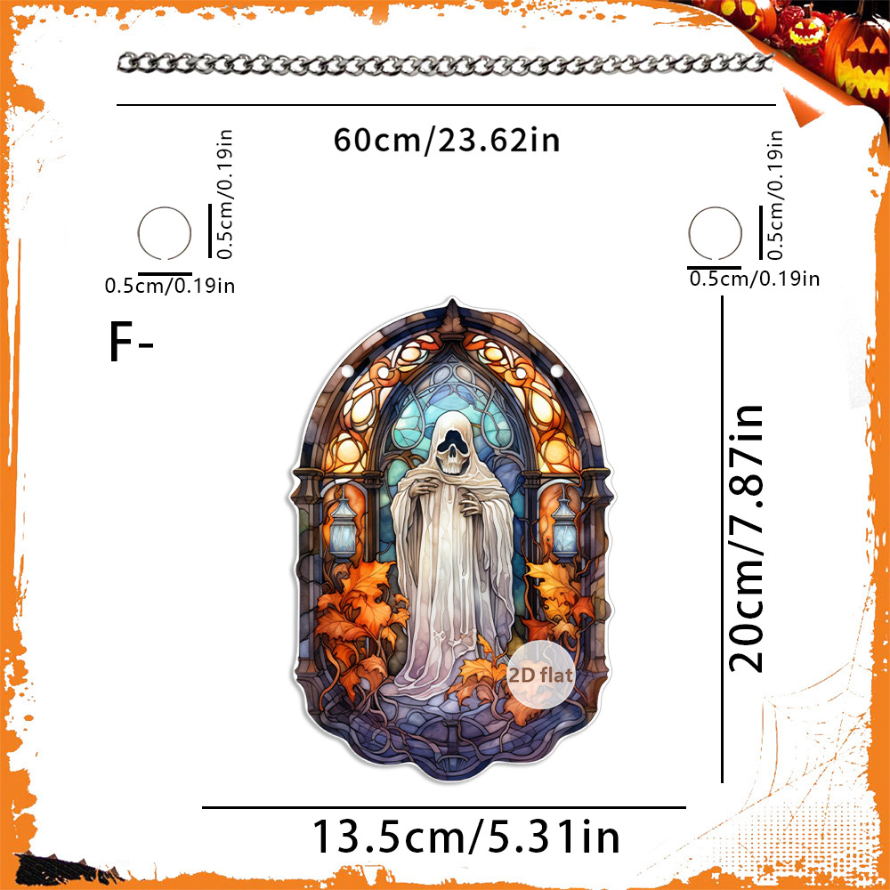Decoración de Halloween transfronteriza cabeza de calabaza malvada 2D acrílico disco colgante ventanas de color porche colgante