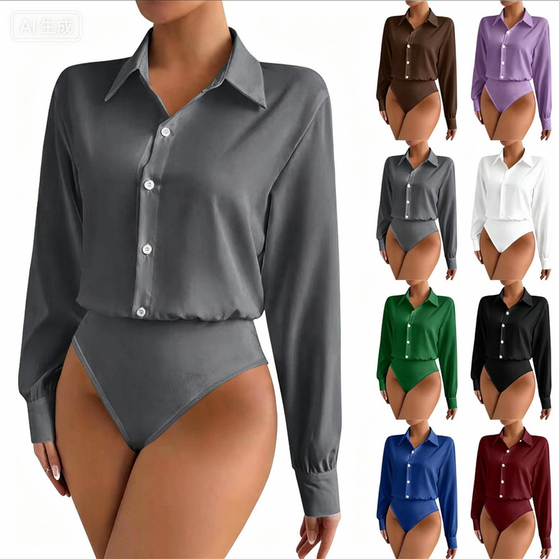 2026 Cross-Border Amazon European and American New Foreign Trade Women's Fashion Casual Long-Sleeved Cardigan Buttoned Shirt Top for Women