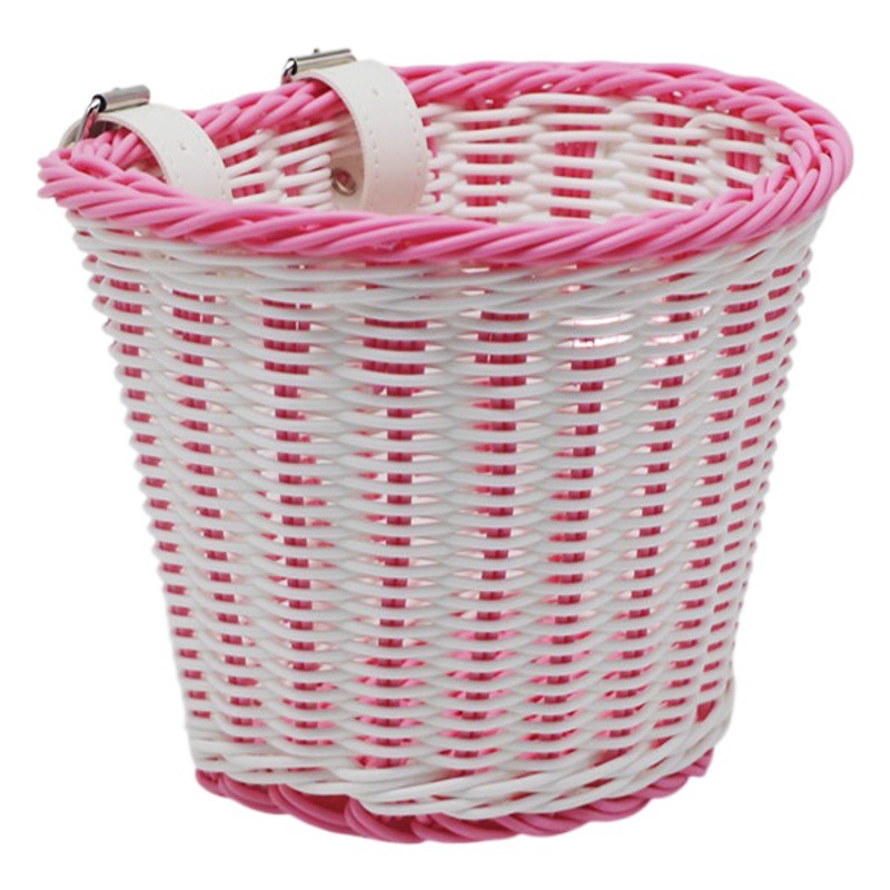 Cesta tejida de ratán para niños accesorios de bicicleta para niños Cesta de campana pegatinas manillar borla imitación Cesta tejida de ratán