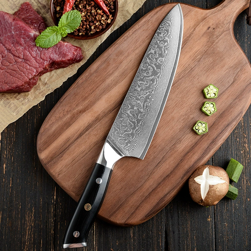 Домашний Damascus боевые мечи Меч G10 рукоять нарезка мяса кухонный шеф нож кухонный рисунок