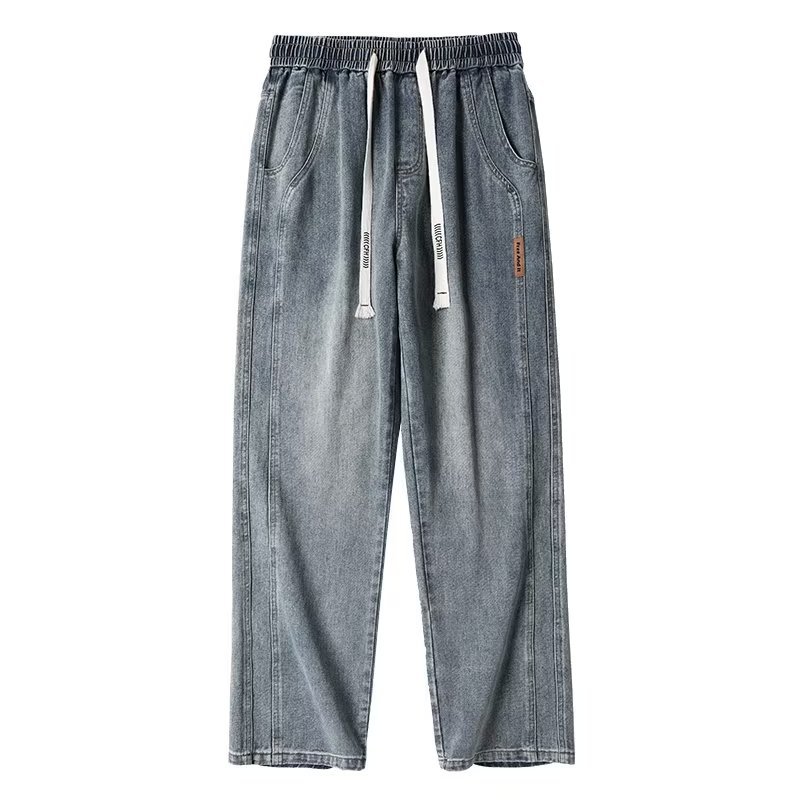 Vintage jeans para hombre 2024 otoño e invierno nuevo estilo recto marea marca de pierna ancha americana calle alta salvaje pantalones casuales