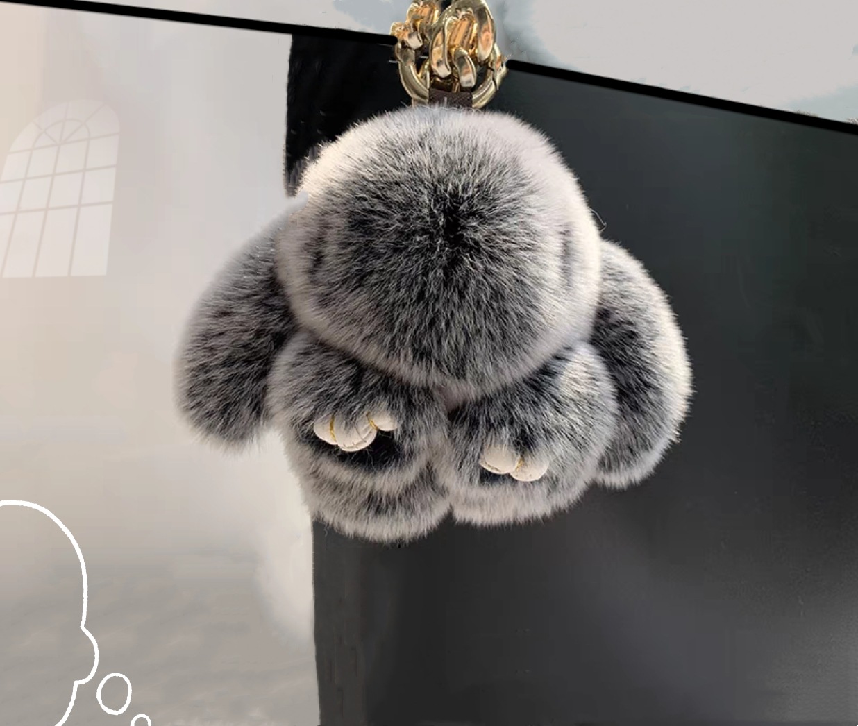 Rex conejo decoración de piel de conejo colgante de felpa bolsa de piel lindo mini leopardo conejo llavero Coche