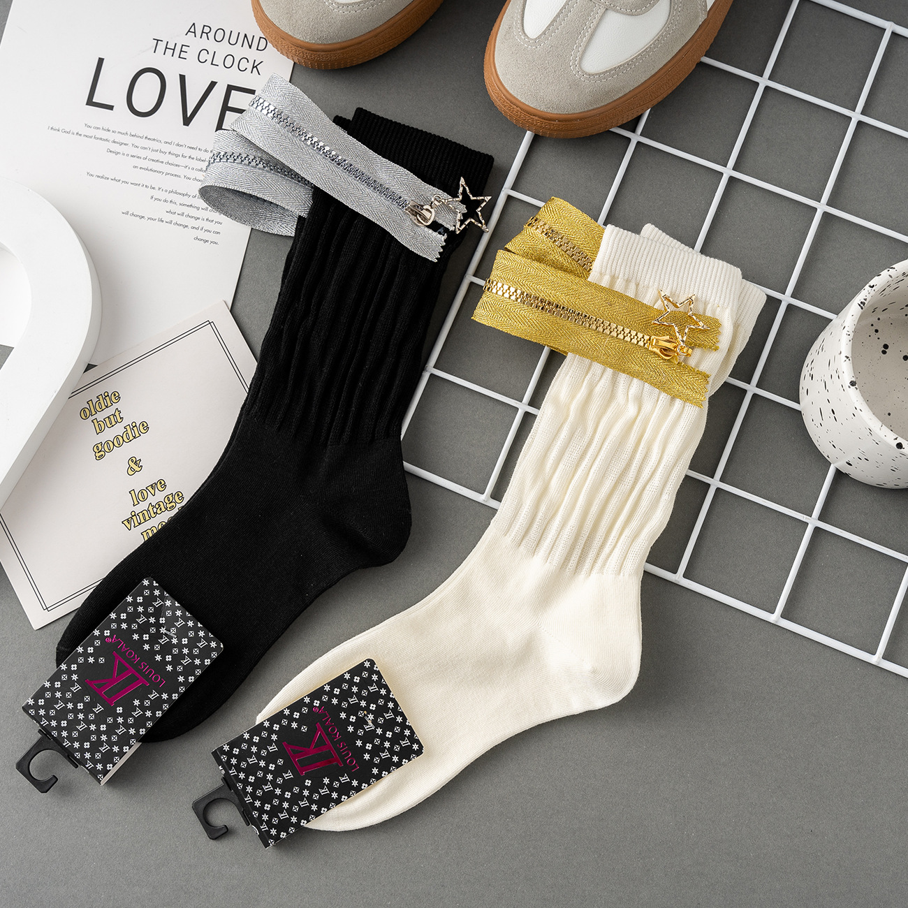 지퍼 양말 (흑백)