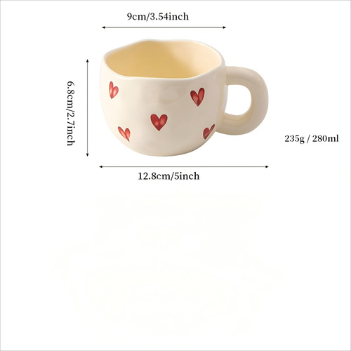Hand-painted Cute Ceramic Coffee Cup, Household High-Quality Afternoon Tea Cup, Creative Girl Heart Cup