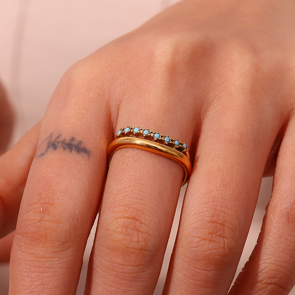Zircon Inlaid Double-layer Fine Ring