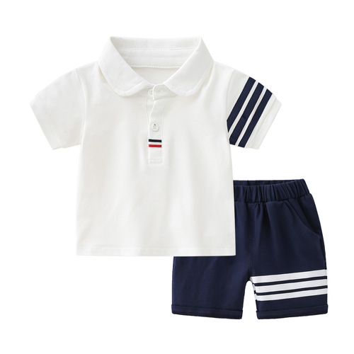 Children's Summer 2024 Newborn 1/3 Age Baby Boys Short Sleeve Pure Cotton Matchable Casual Sports Set Outfit