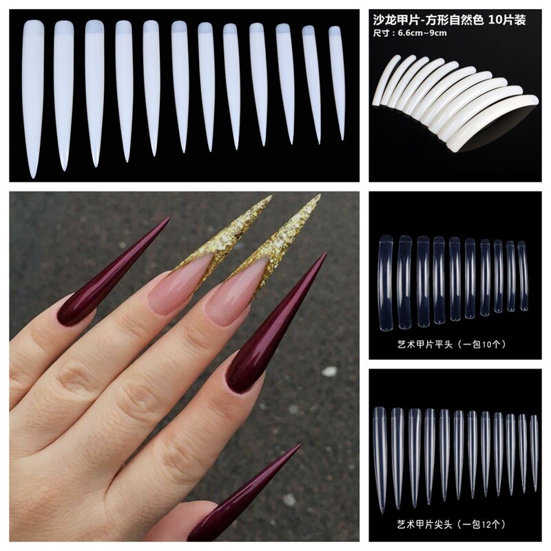 Finished Nail Art Products, Special-Shaped Art Nails, Pointed False Nails, 10-Piece Bagged Set